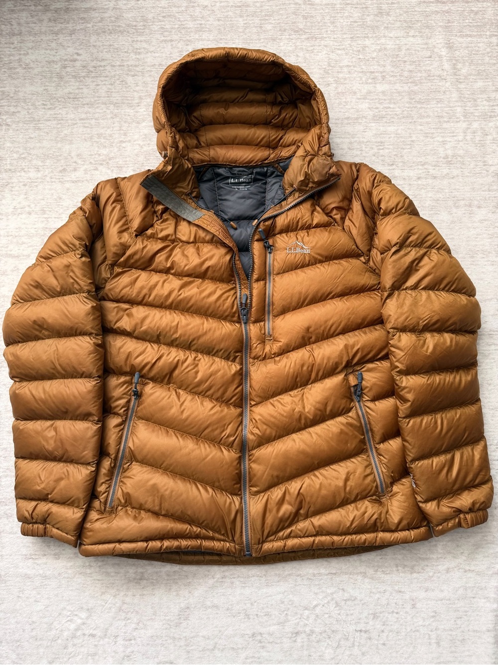 L.L. Bean Men’s Hooded Down Puffer Jacket - Chestnut Brown